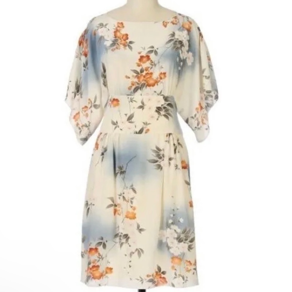 Vintage ANTHROPOLOGIE x Anna Sui Silk Kimono Jonquil Sky Dress 0